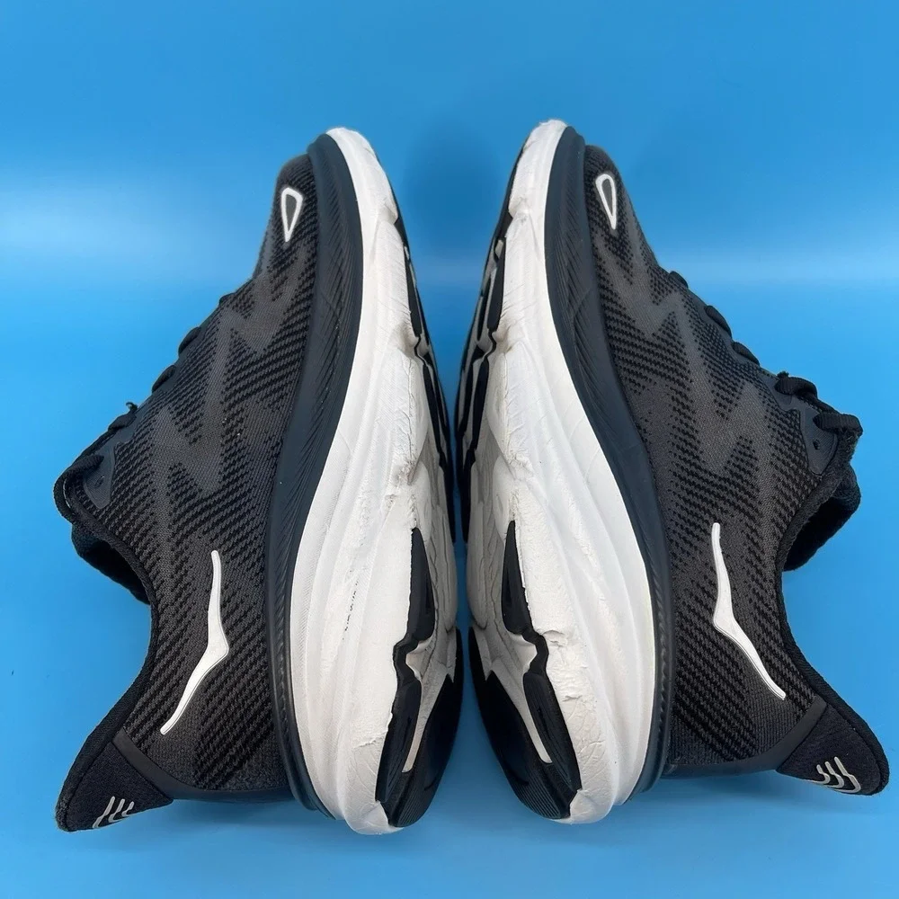 Women's HOKA Clifton 9 Running Shoes – Black/White – Size 9B